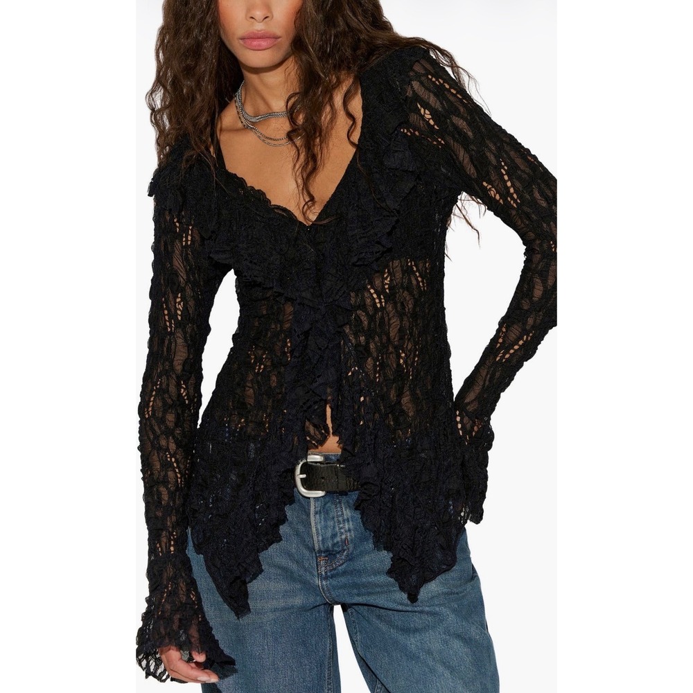 Free People Laney lace y2k renaissance Cardi NWOT black